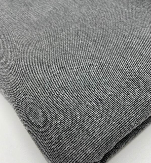Grey Black Fine Rib Stretch Fabric