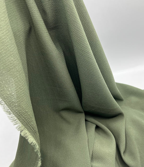 Khaki Green Plain Lightweight Bubble Crepe Fabric