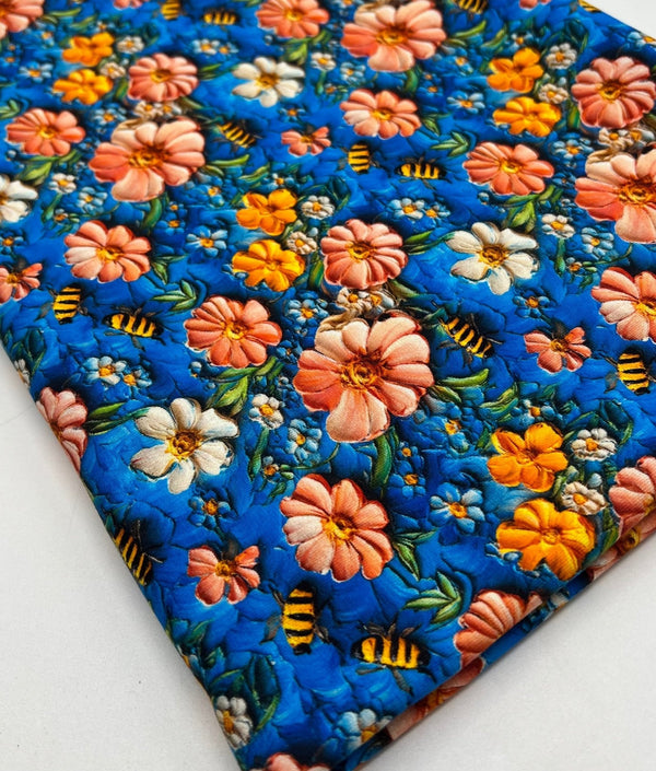 3D Bumblebees Print Cotton Stretch Jersey 200 GSM 95/5 Lycra 4 Way Stretch
