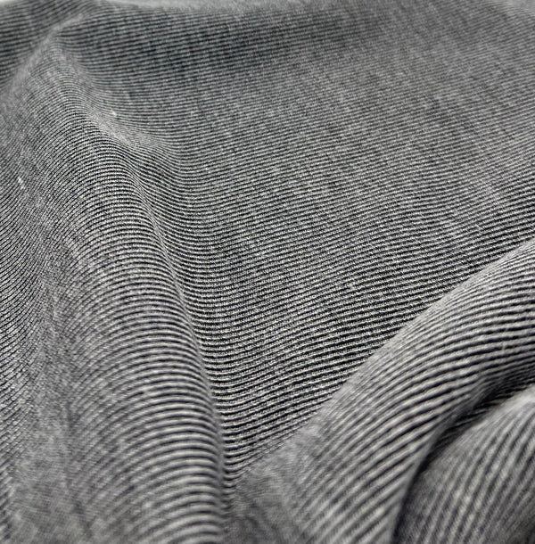 Grey Black Fine Rib Stretch Fabric