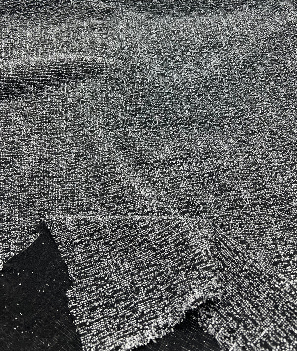 Black Grey Slubbed Knit Textured Stretch Fabric