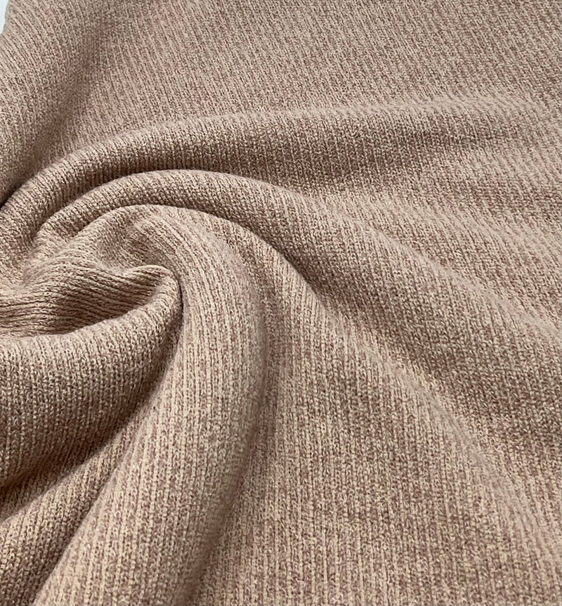 Stone Soft Brushed Cosy Fine Rib Stretch Fabric