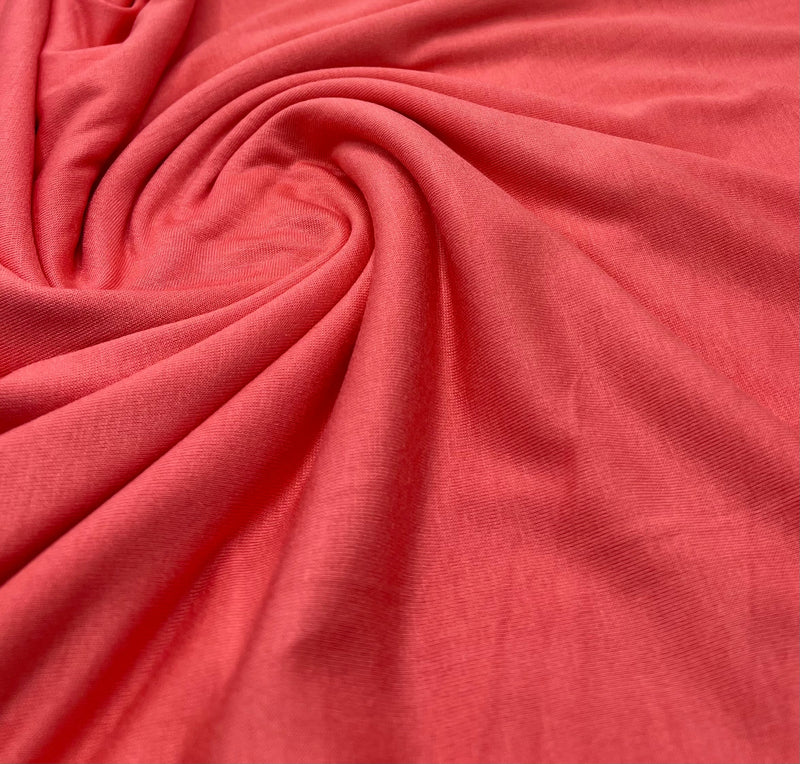 Plain Coral Viscose Elastane Fabric 4 Way Stretch Jersey