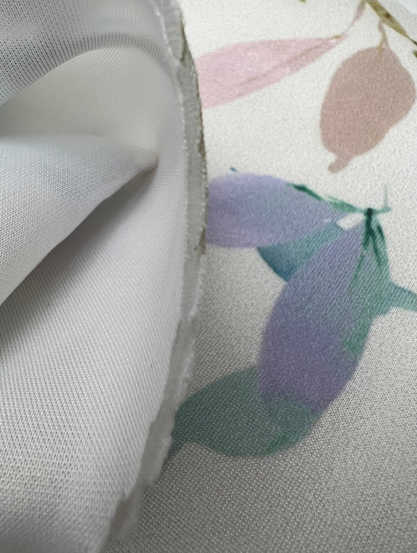 Pink Lilac Floral Scuba Foam 3D Mono Jersey Fabric 2 Way Stretch