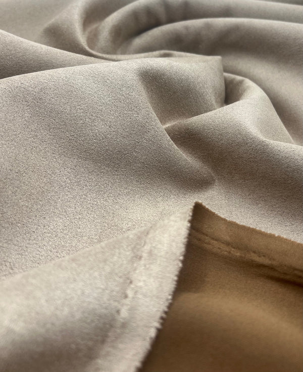 Tan Scuba Suede Jersey Fabric 280GSM 2 Way Stretch