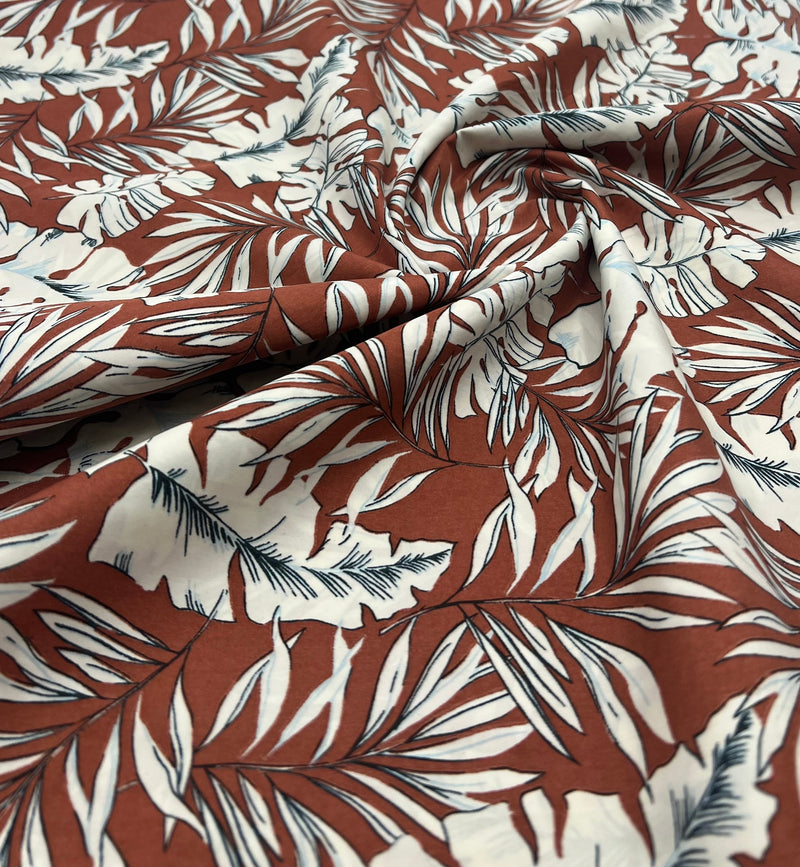 Terracotta Leave Lightweight Fabric 70GSM Non Stretch