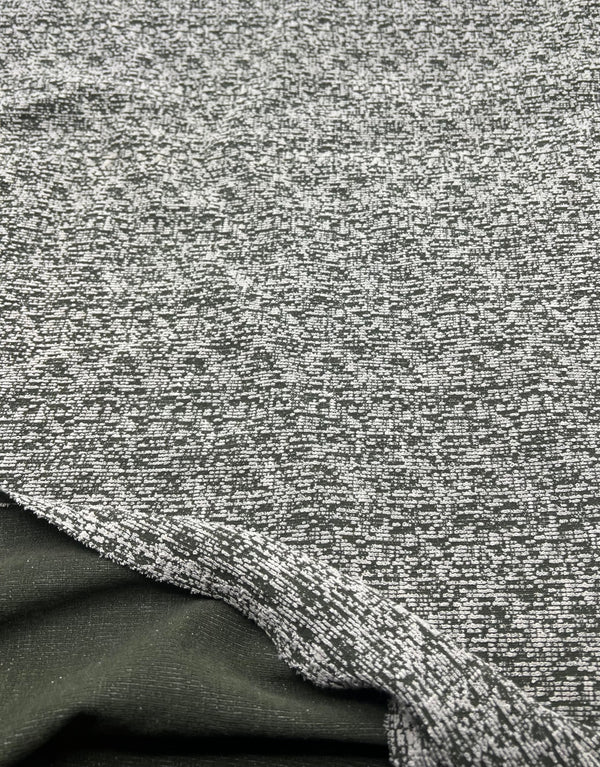 Khaki White Slubbed Knit Textured Stretch Fabric