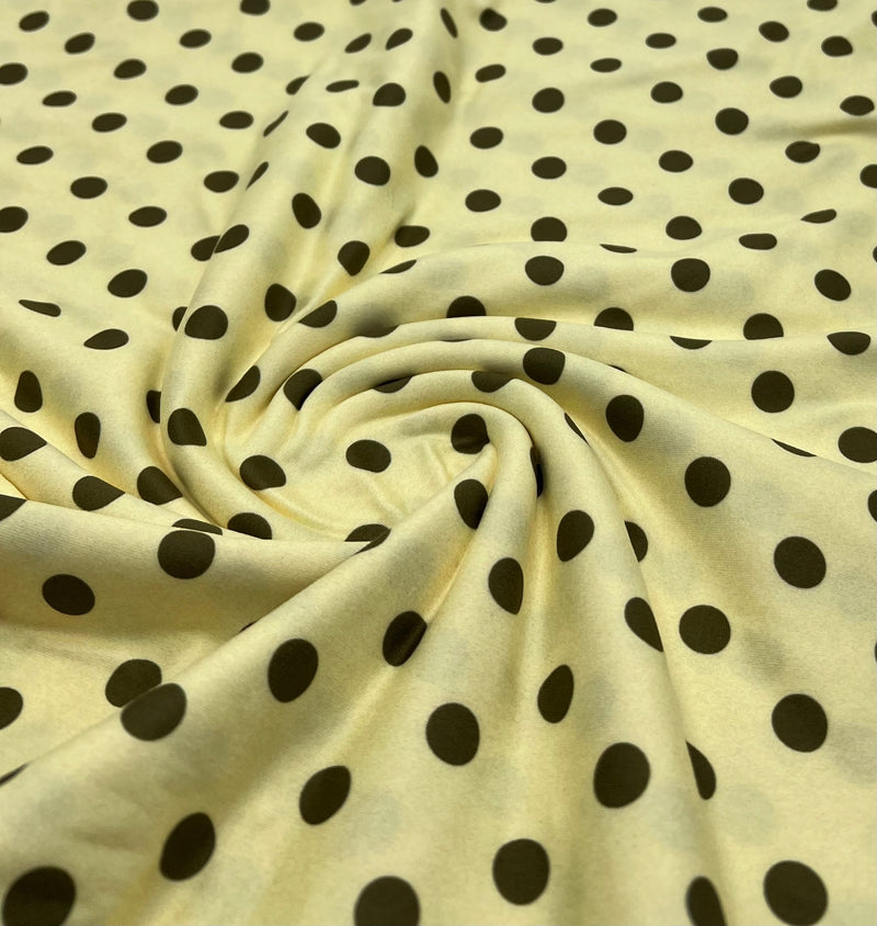 Lemon Polka Super Soft Bogota 4 Way Stretch Fabric