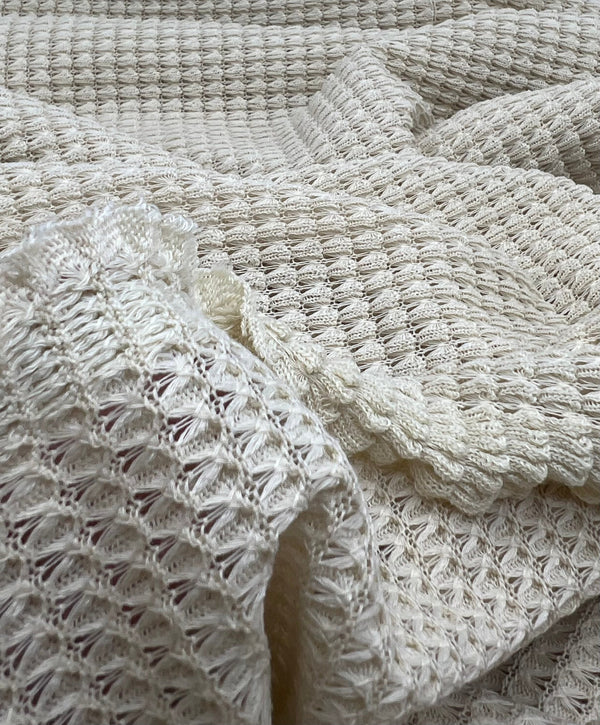 Natural Crochet Knitted Stretch Fabric 200GSM