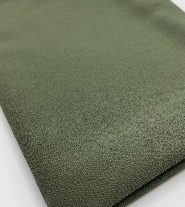 Khaki Green Plain Lightweight Bubble Crepe Fabric