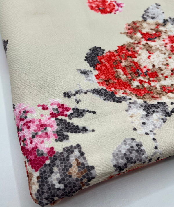Beige Floral Print Liverpool Bullet Stretch Fabric