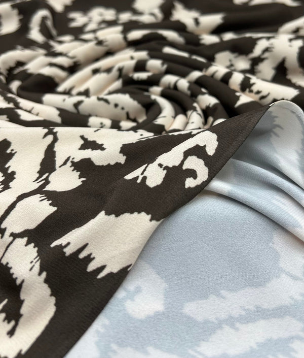 Beige Print Floral Print ITY Fabric 2 Way Stretch