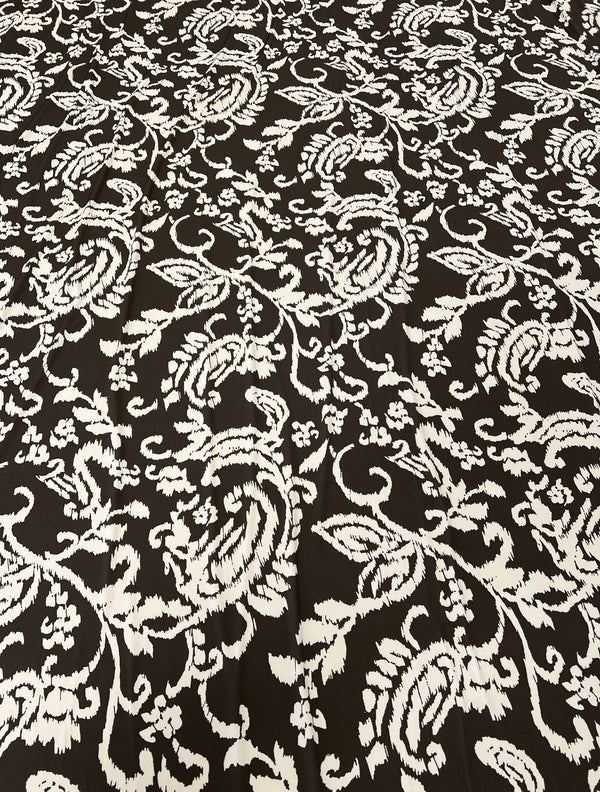 Beige Print Floral Print ITY Fabric 2 Way Stretch