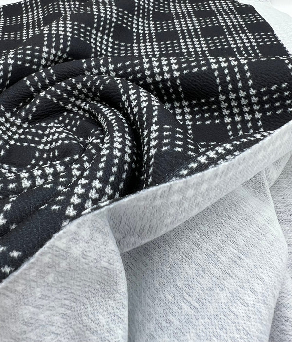 Black Check Print Liverpool Bullet Stretch Fabric