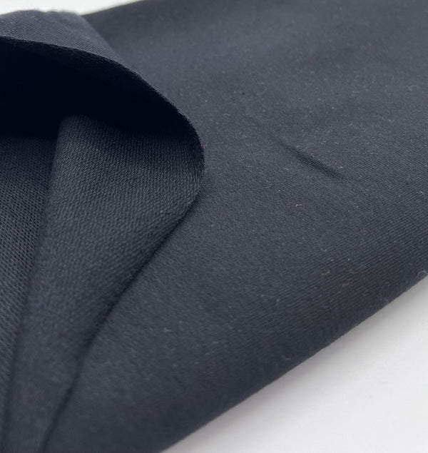 Black French Terry Loopback Cotton Jersey 230 GSM 95/5 Lycra 4 Way Stretch