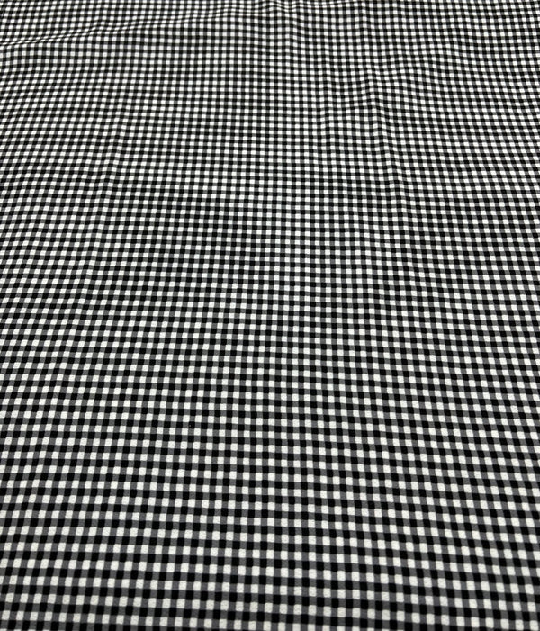 Black Gingham Check Print Lightweight Bubble Crepe Fabric