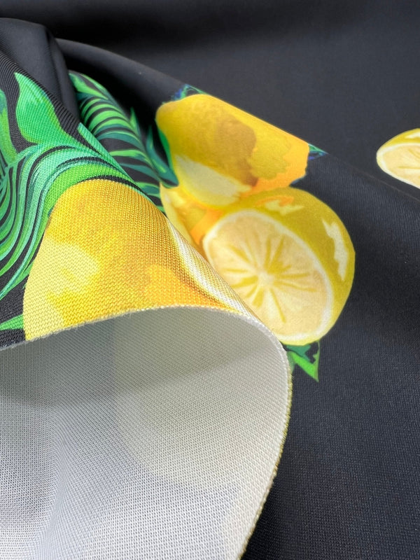 Black Lemon Plain Scuba Fabric