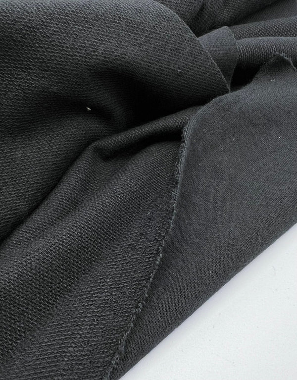 Black Lightweight Stretch French Terry Loopback Fabric