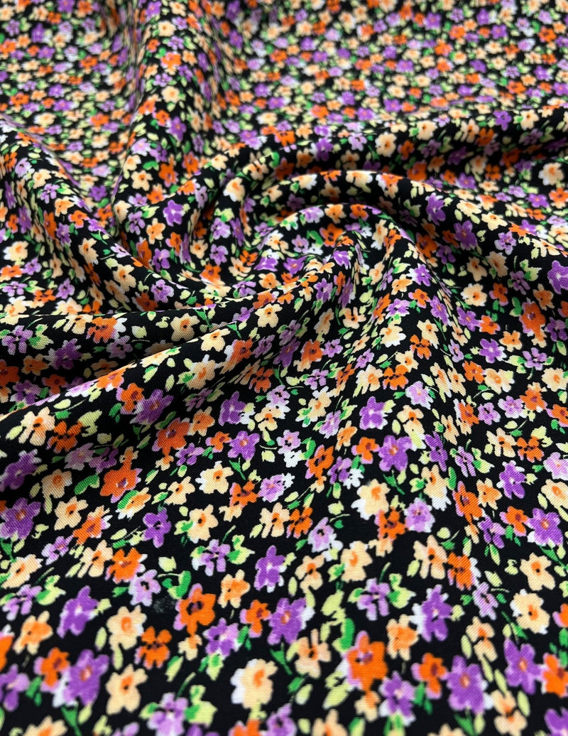 Black Multi Ditsy Lightweight Non Stretch Woven Fabric
