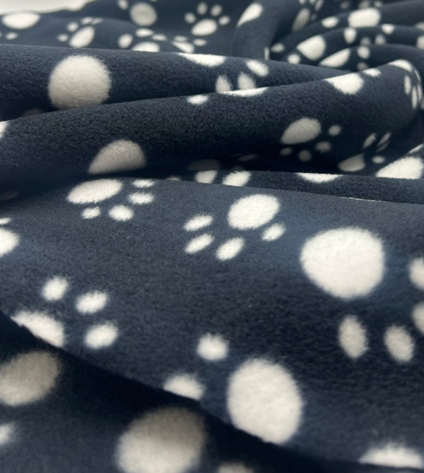 Black Paws Printed Anti-Pil Polar Fleece Fabric Blanket Loungewear