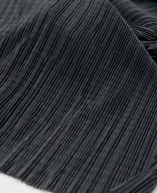 Black Plisse Pleated Stretch Fabric