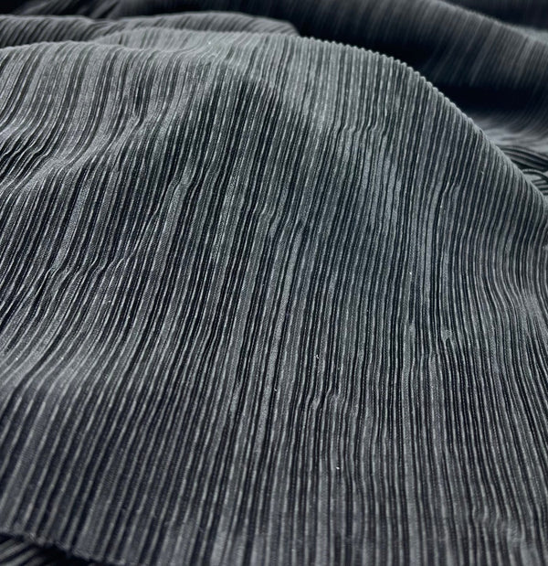 Black Plisse Pleated Stretch Fabric