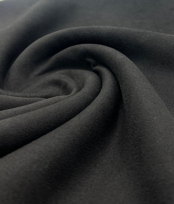 Black Scuba Suede Jersey Fabric 280GSM 2 Way Stretch