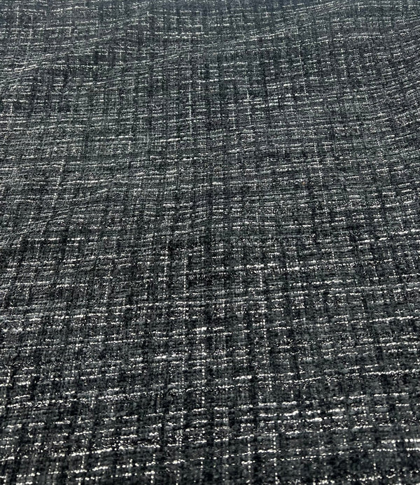 Black Shimmer Channel Style Boucle Tweed Non Stretch Fabric