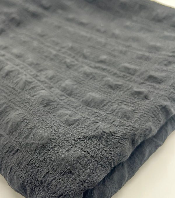Black Textured Bubble Non Stretch Fabric