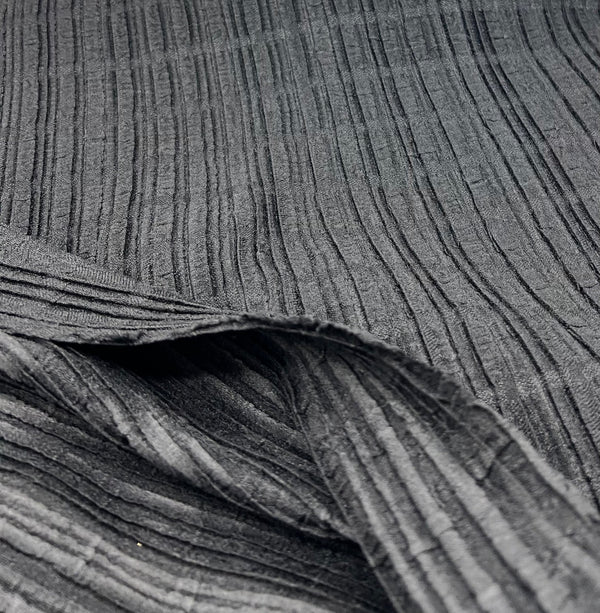 Black Thick Textured 4 Way Stretch Fabric