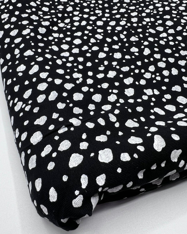 Black White Specs Print Viscose Elastane Fabric