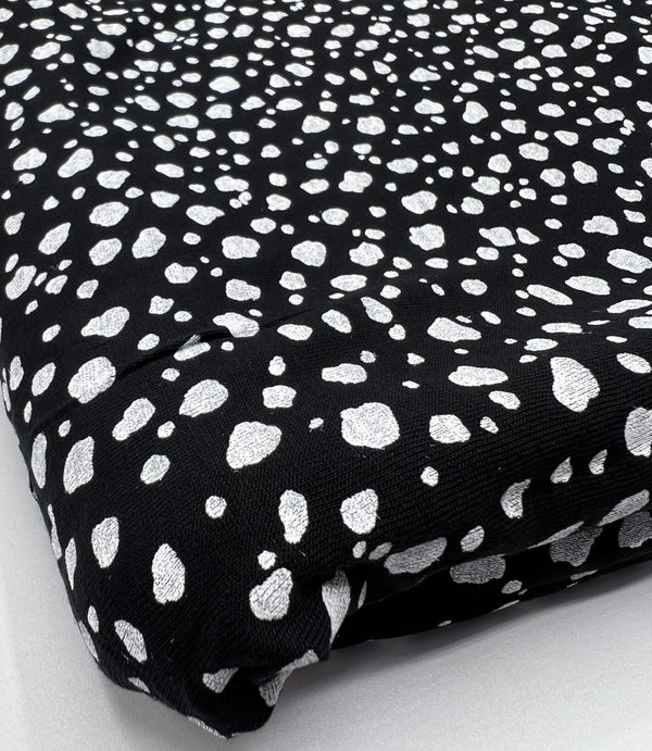 Black White Specs Print Viscose Elastane Fabric
