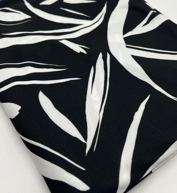 Black White Swirl Print ITY Fabric 2 Way Stretch