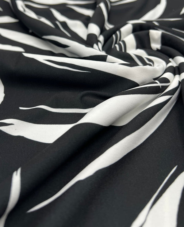 Black White Swirl Print ITY Fabric 2 Way Stretch