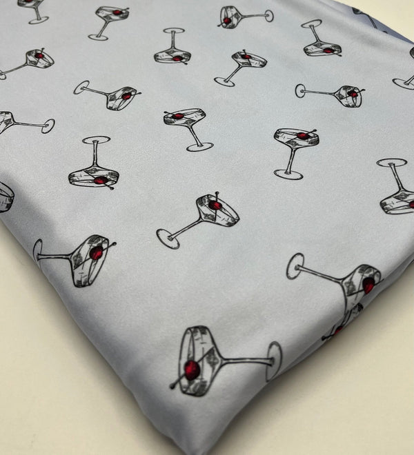 Blue Cocktail Super Soft Print Spun Poly Stretch Fabric