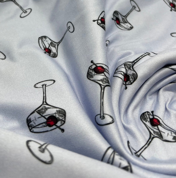 Blue Cocktail Super Soft Print Spun Poly Stretch Fabric