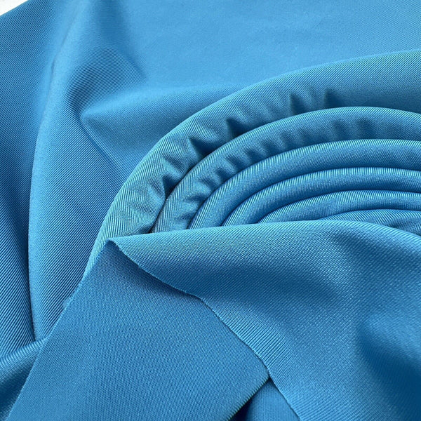 Blue Plain Shiny Soft Touch Slinky 4 Way Stretch Fabric