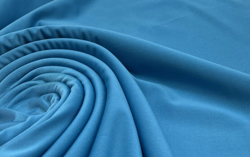 Blue Plain Shiny Soft Touch Slinky 4 Way Stretch Fabric