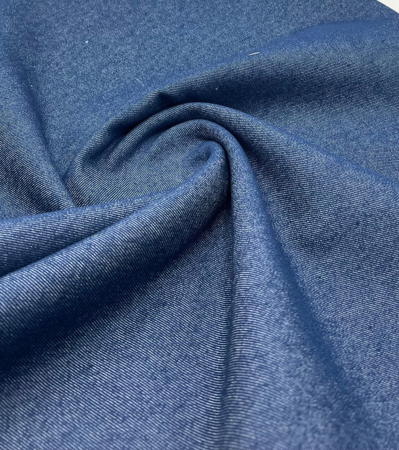 Blue Plain Washed Stretch Denim 280GSM