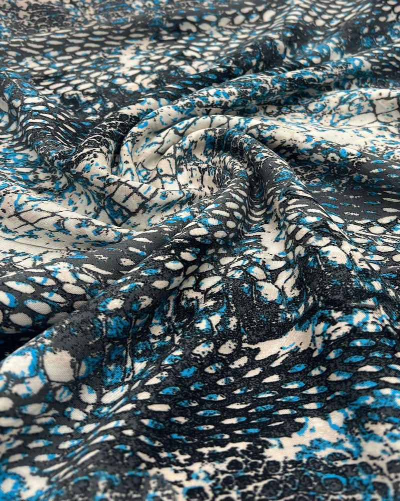 Blue Snake Mix 100% Viscose Non Stretch Fabric