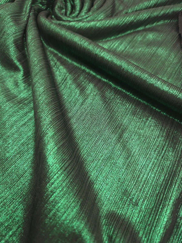 Bottle Green Metallic Foil Rib Fabric