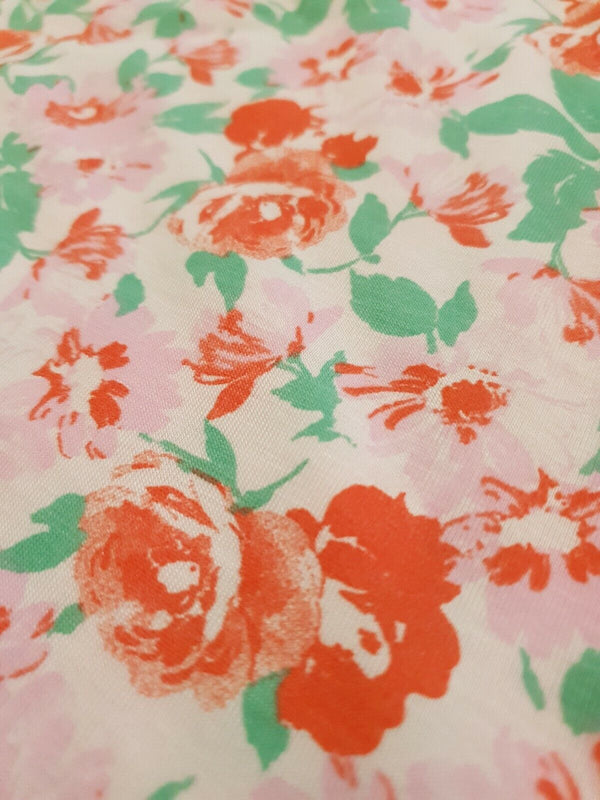 Bright Multi Floral Print Viscose Elastane Fabric