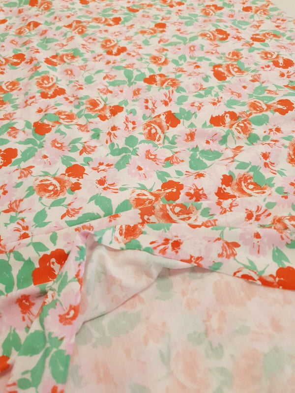 Bright Multi Floral Print Viscose Elastane Fabric