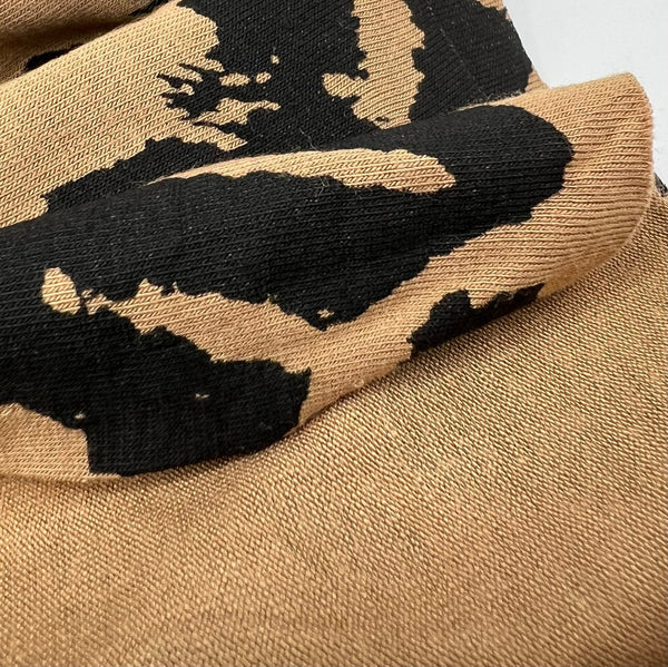 Brown Black Leopard Print Viscose Elastane Fabric