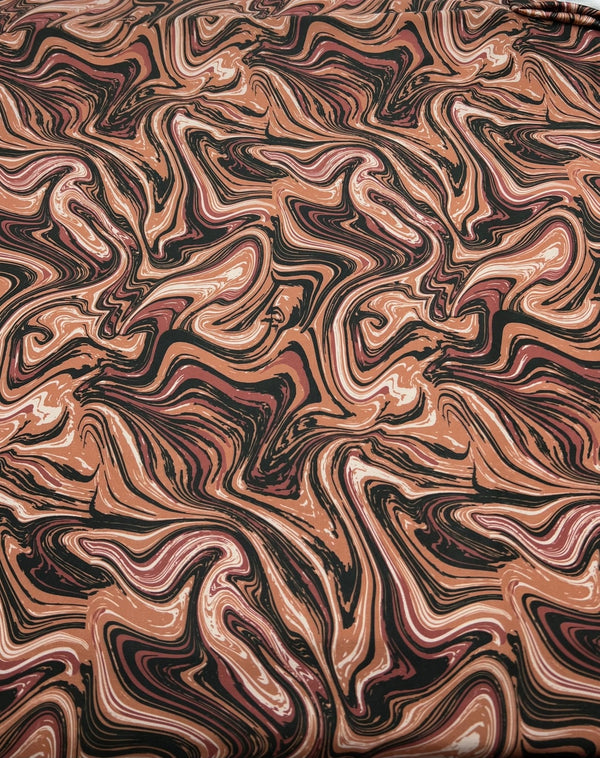 Brown Marble Effect Print Soft Touch 4 Way Stretch Fabric