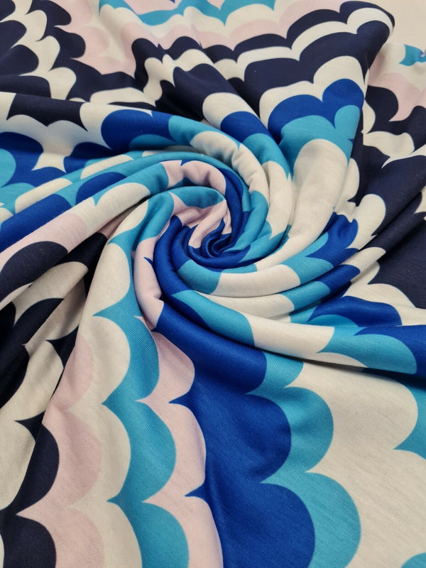 Bubble Zigzag Print Spun Poly Stretch Fabric