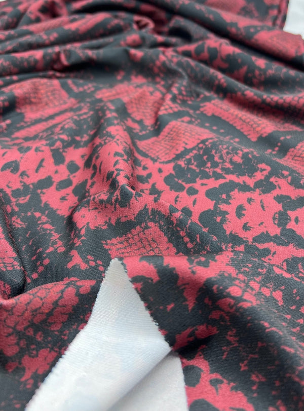 Burgundy Snake Print ITY Fabric