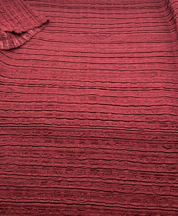 Burgundy Thick Textured 4 Way Stretch Fabric