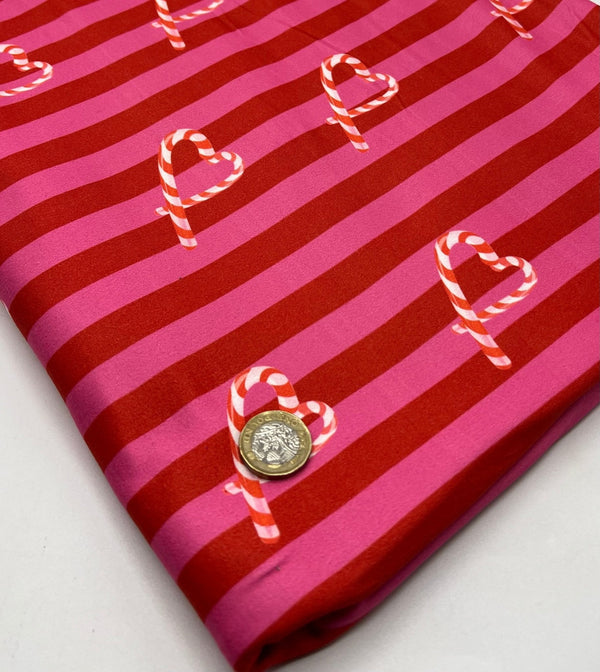 Candy Cane Super Soft Print Spun Poly Stretch Fabric