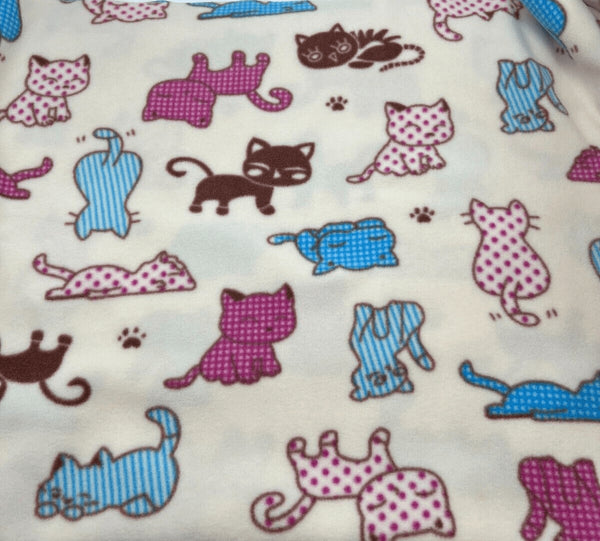 Cat Printed Anti-Pil Polar Fleece Fabric Blanket Loungewear